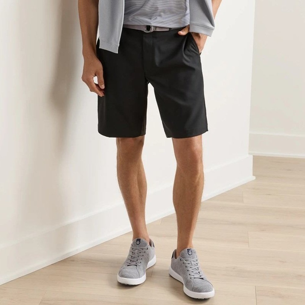 Peter Millar Salem Classic Fit Performance Shorts Mens 40 Black Stretch Golf
